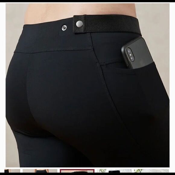 Aday Crop and Roll Snap Button Ankle Slit Black Leggings or Pants Size Xs - Picture 4 of 5